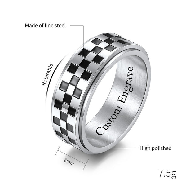 Checkered Flag Fidget Spinner Band Ring