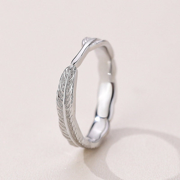 Feather Couple Matching Promise Ring