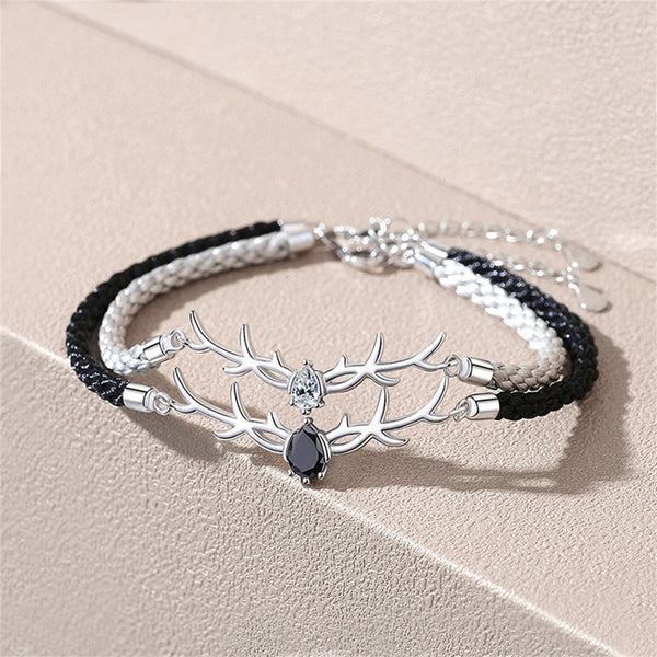 Buy Matte Finish Gun Metal IP Deer Antler Inlay Link Bracelet Online - Inox  Jewelry India