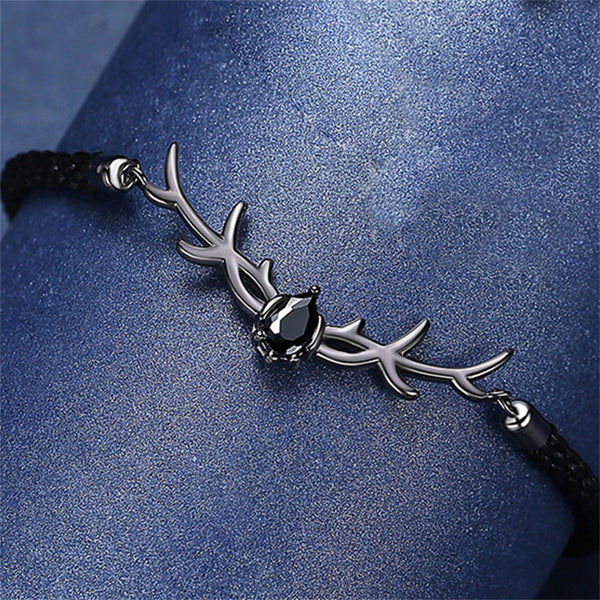 Deer Head Antler Matching Couple Bracelet