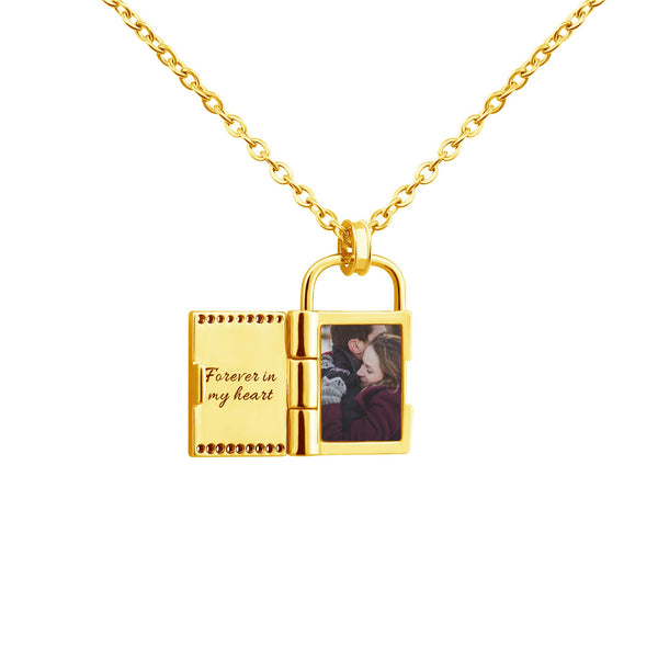 Lock Custom Photo Locket Pendant Necklace