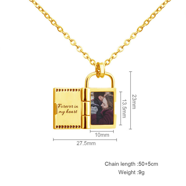 Lock Custom Photo Locket Pendant Necklace