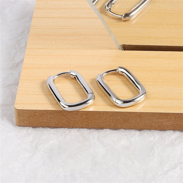 Minimalist Rectangular Hoop Earrings