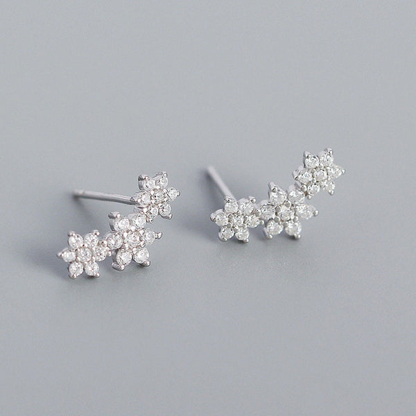 Tiny Flower Crawler Stud Earrings