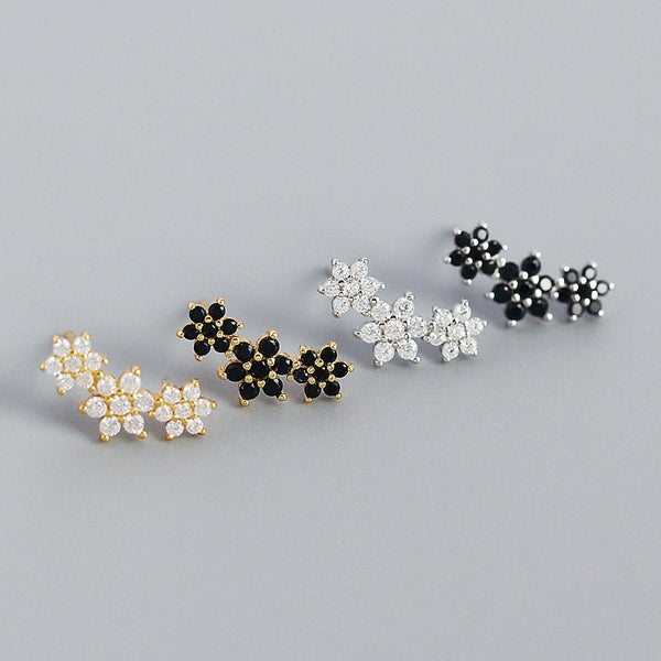 Tiny Flower Crawler Stud Earrings