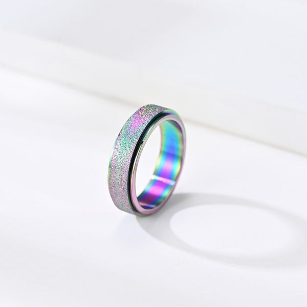 Rainbow Chrome Fidget Spinner Ring