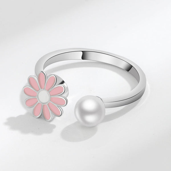 Daisy Pearl Anxiety Fidget Spinner Ring