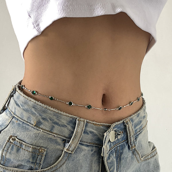 Green Crystal Bead Waist Belly Chain