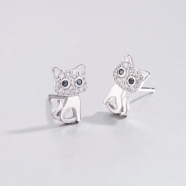 Tiny Small Cat Stud Earrings