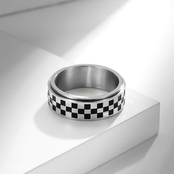 Checkered Flag Fidget Spinner Band Ring