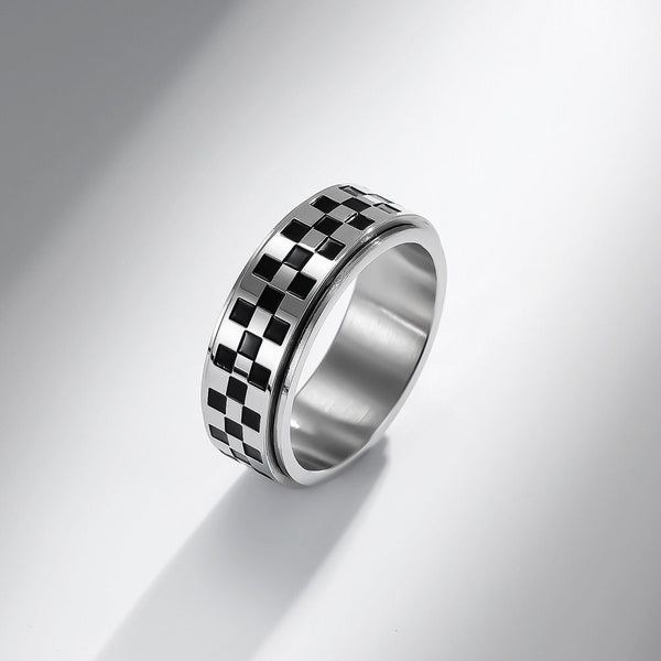 Checkered Flag Fidget Spinner Band Ring