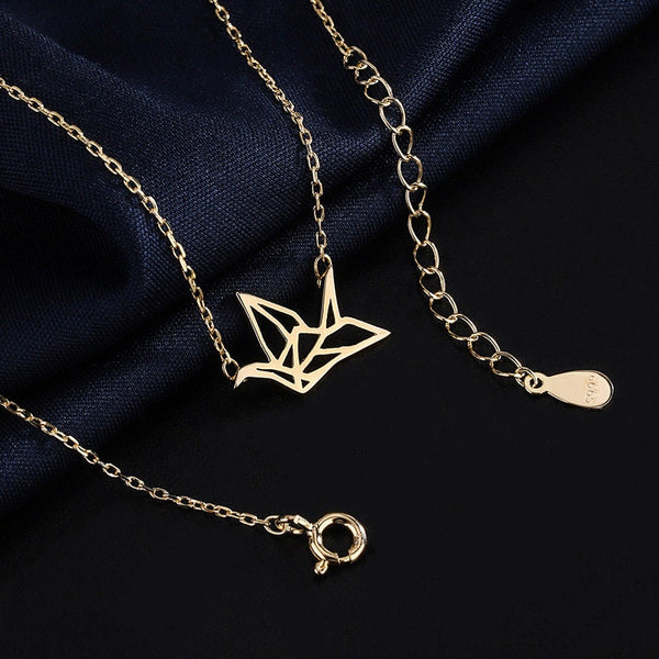 Japanese Orizuru Crane Charm Necklace