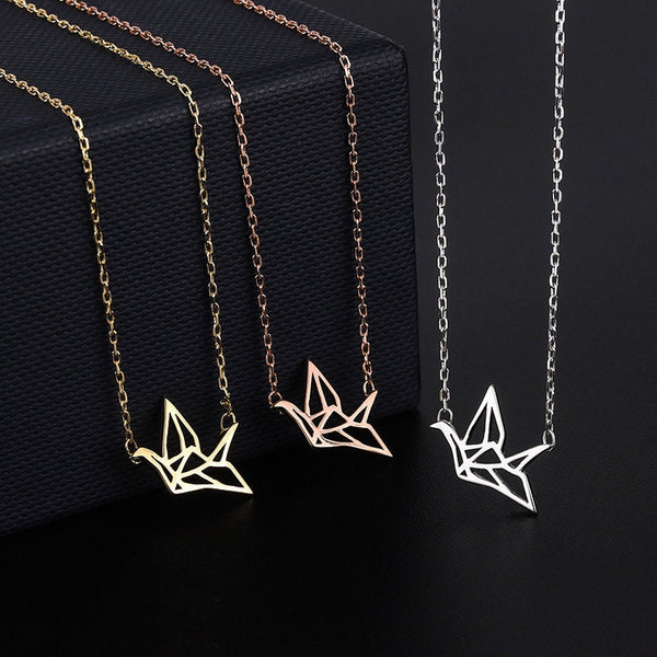 Japanese Orizuru Crane Charm Necklace