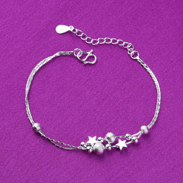 Silver Star Charm Double Chain Bracelet