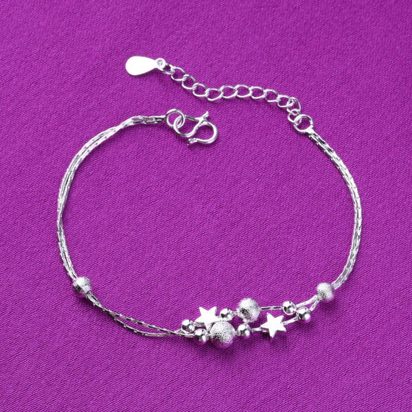 Star Bead Charm Double Chain Anklet