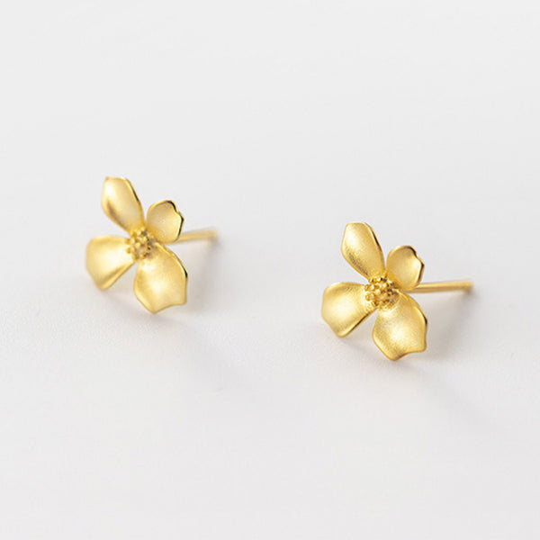 Gold Flower Petal Stud Earrings