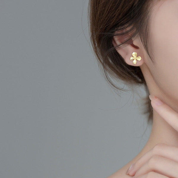 Gold Flower Petal Stud Earrings