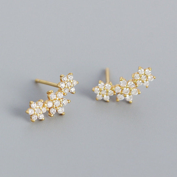 Tiny Flower Crawler Stud Earrings