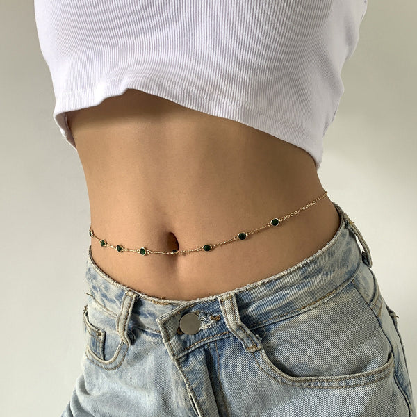 Green Crystal Bead Waist Belly Chain