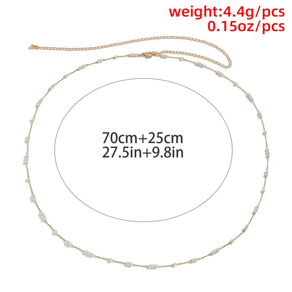 Dainty Beaded Pearl Waist Belly Chain