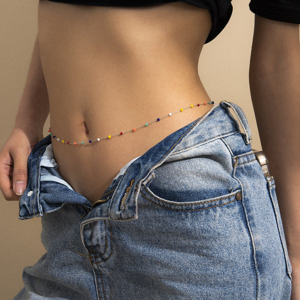 Dainty Color Bead Waist Belly Chain