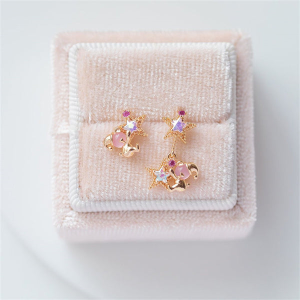 Dainty Moon Star Heart Earrings