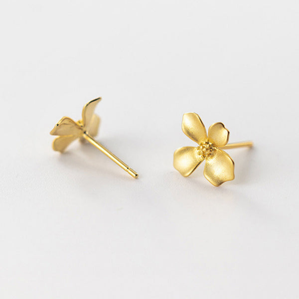 Gold Flower Petal Stud Earrings