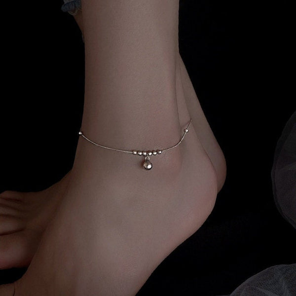 Dainty Bell Bead Charm Anklet