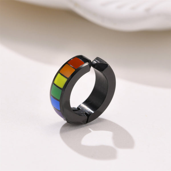 Rainbow Black LGBTQ Pride Hoop Earrings