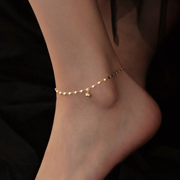 Dainty Gold Ball Charm Anklet