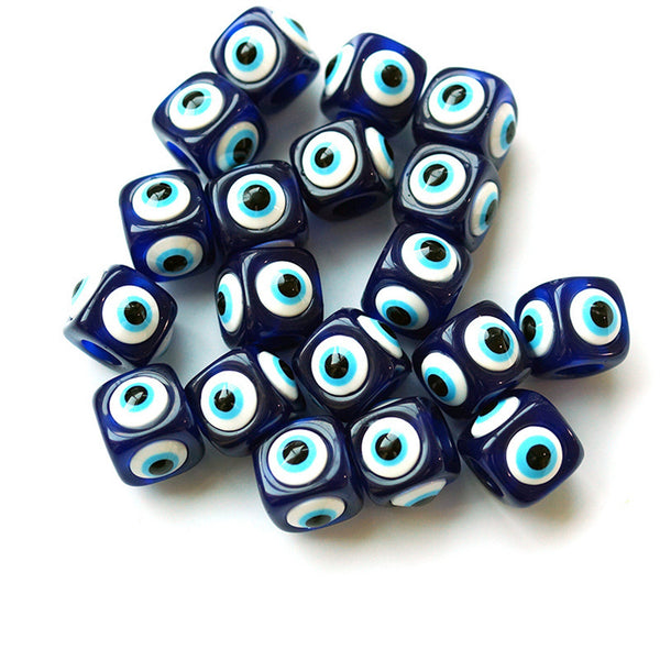 Turkish Evil Eye Cube Bracelet Charm Bead