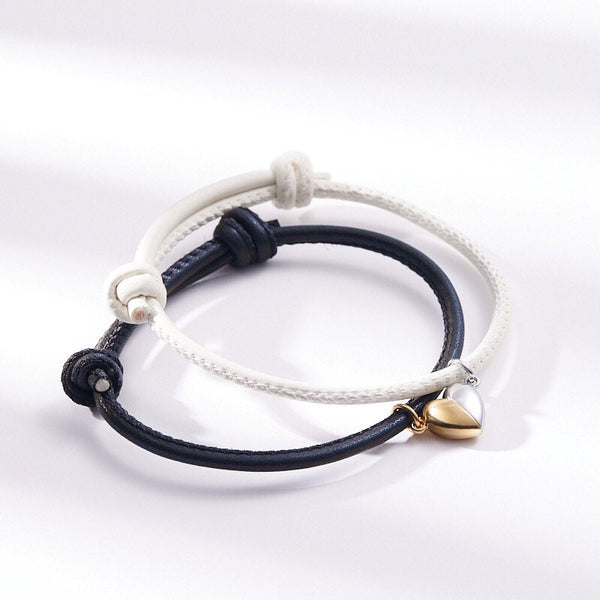 Magnetic Heart Leather Couple Bracelet