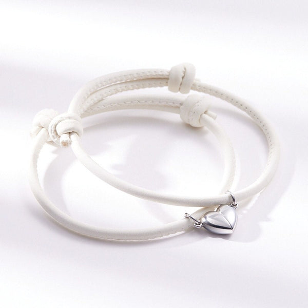 Magnetic Heart Leather Couple Bracelet