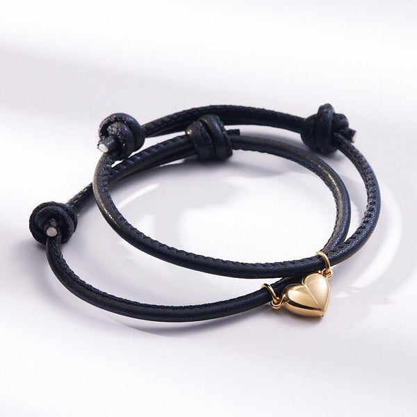 Magnetic Heart Leather Couple Bracelet