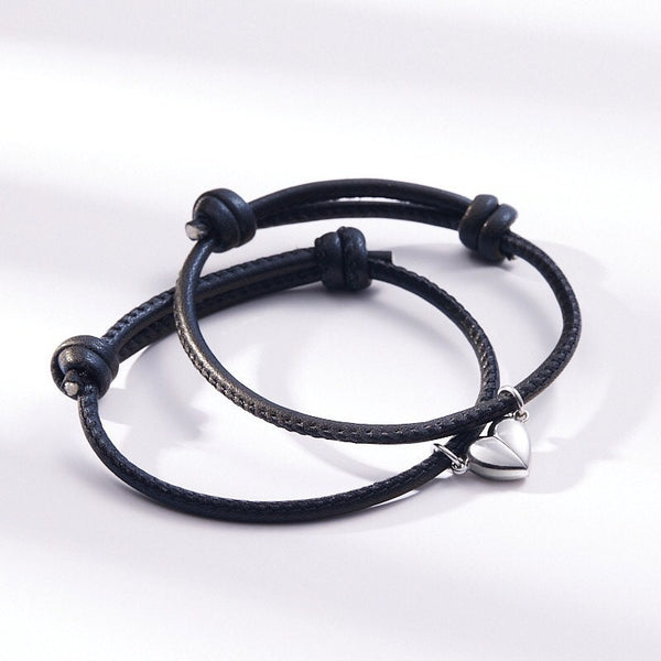 Magnetic Heart Leather Couple Bracelet