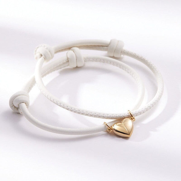 Magnetic Heart Leather Couple Bracelet