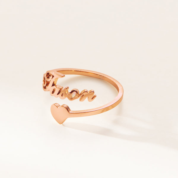 Custom Name Heart Stacking Bypass Ring