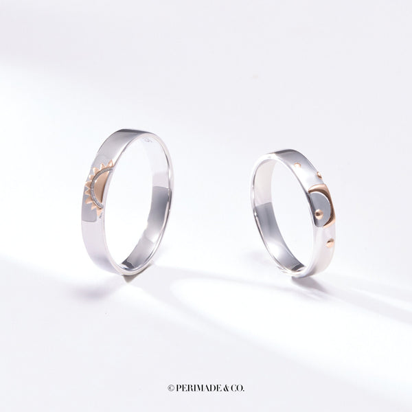 Sun Moon Star Matching Couple Band Ring