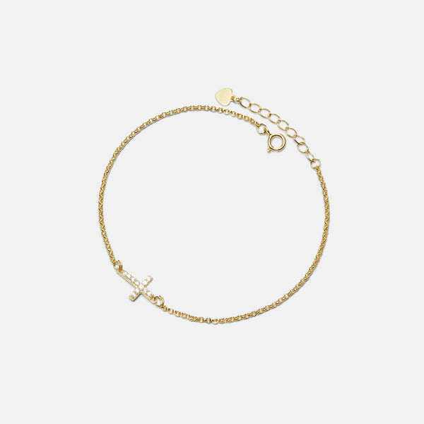 Gold Cross Charm Bracelet