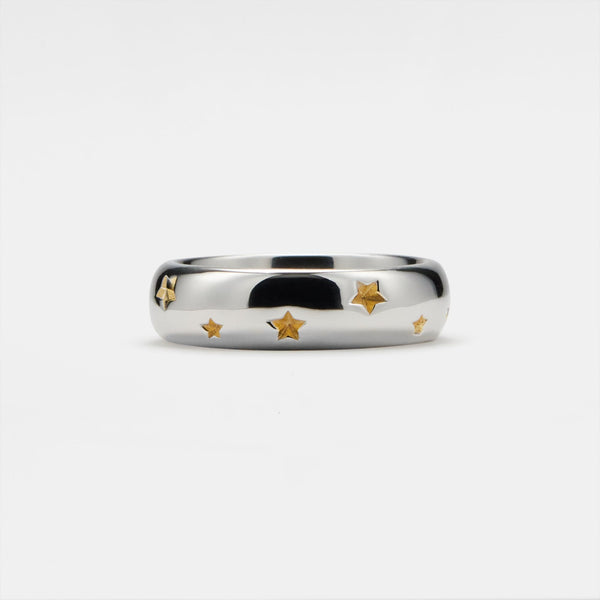 6 mm Gold Star Wedding Band Ring