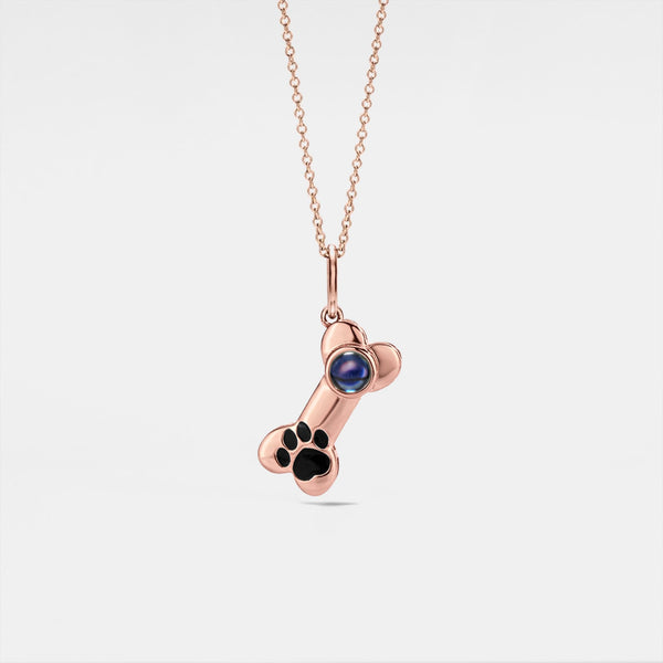 Dog Paw Bone Photo Projection Necklace