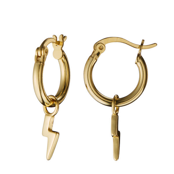 Thunderbolt Dangle Drop Hoop Earrings