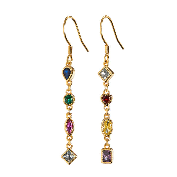 Rainbow Colored Gem Drop Earrings